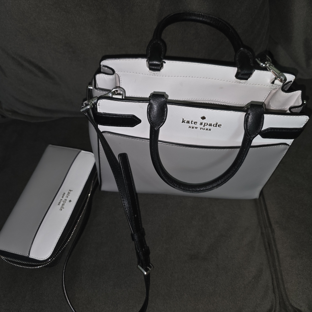 Kate Spade Black and White Structured Satchel